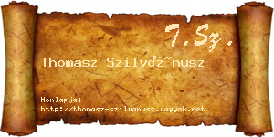 Thomasz Szilvánusz névjegykártya